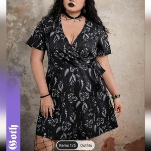 Floral print side tie wrap dress 1xl 14